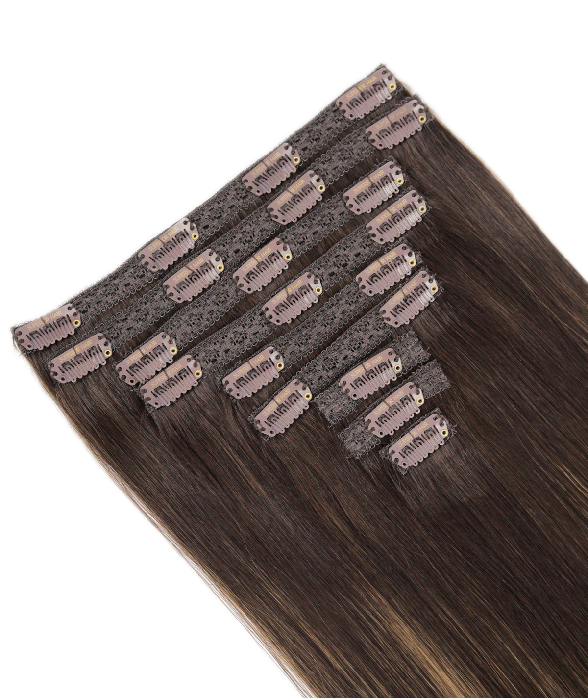 #Dark Brown Balayage Classic Clip In Hair Extensions 9pcs — Value Grade