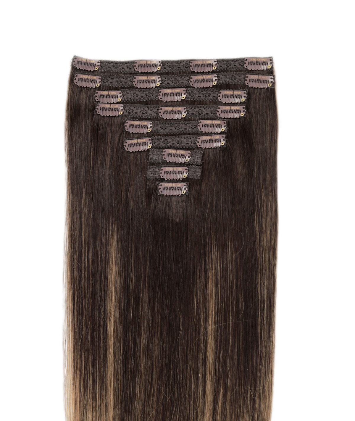 #Dark Brown Balayage Classic Clip In Hair Extensions 9pcs — Value Grade