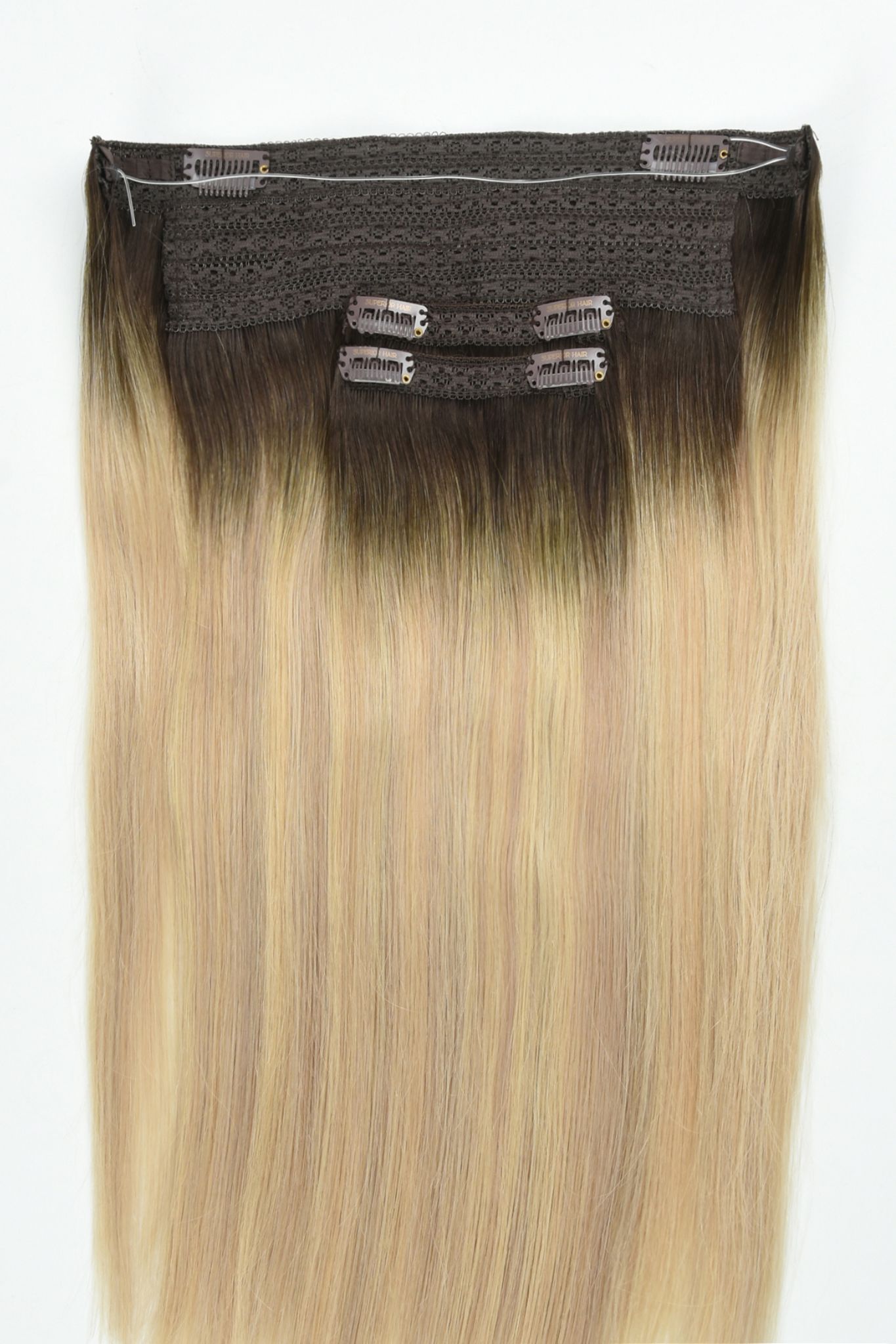 #Iced Coffee Balayage Classic Halo Hair Extensions — Value Grade