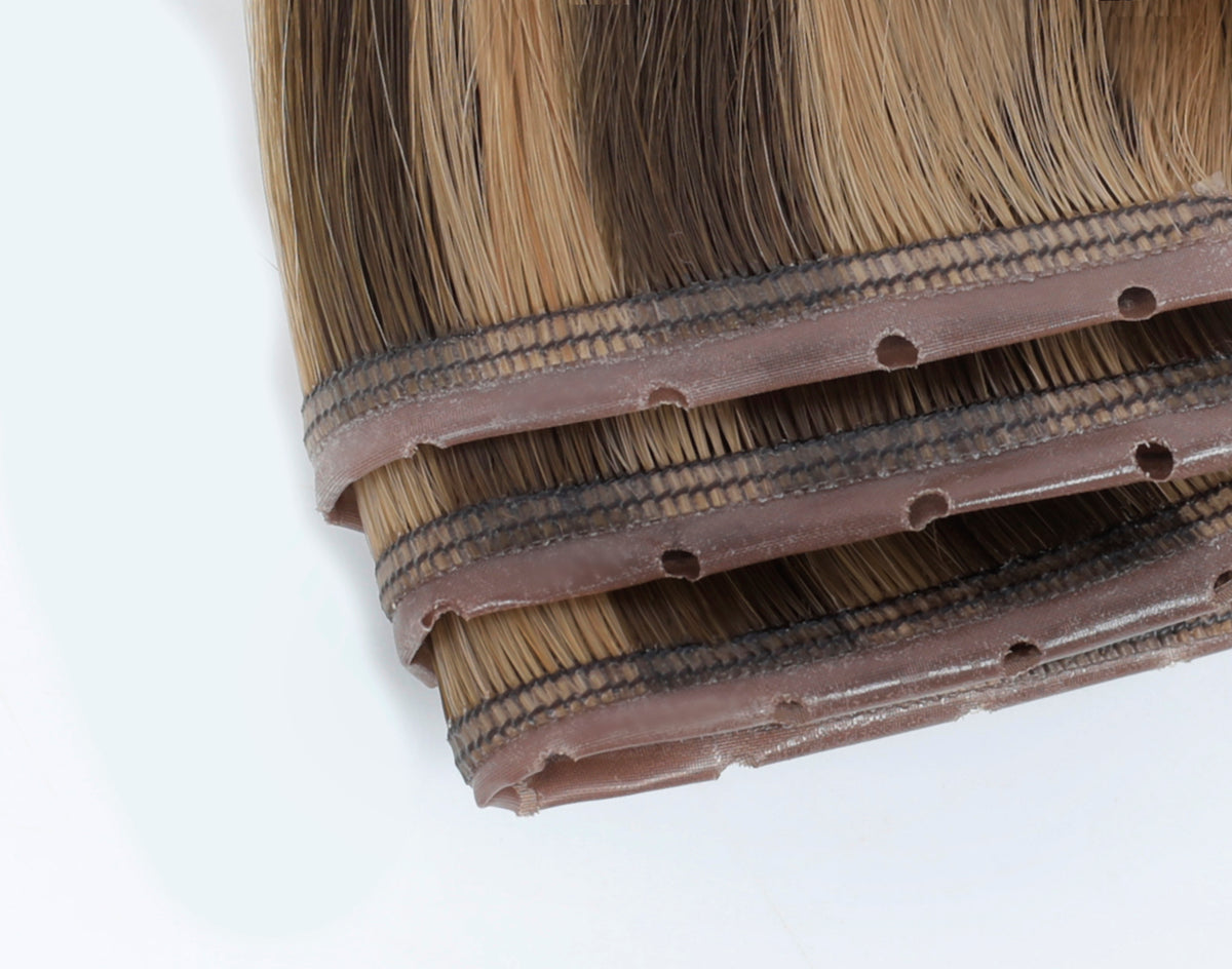 #Chestnut Brown Highlights Butterfly Weft Extensions