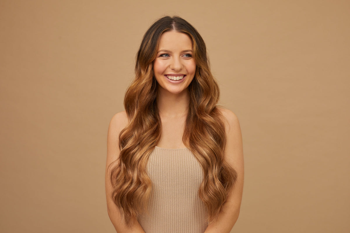 #Chestnut Brown Highlights Butterfly Weft Extensions