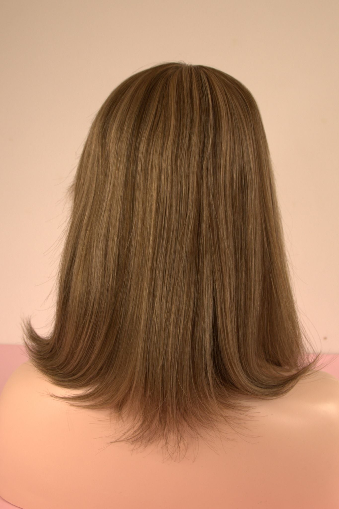 #Chestnut Brown Highlights Mono Top Human Hair Wig