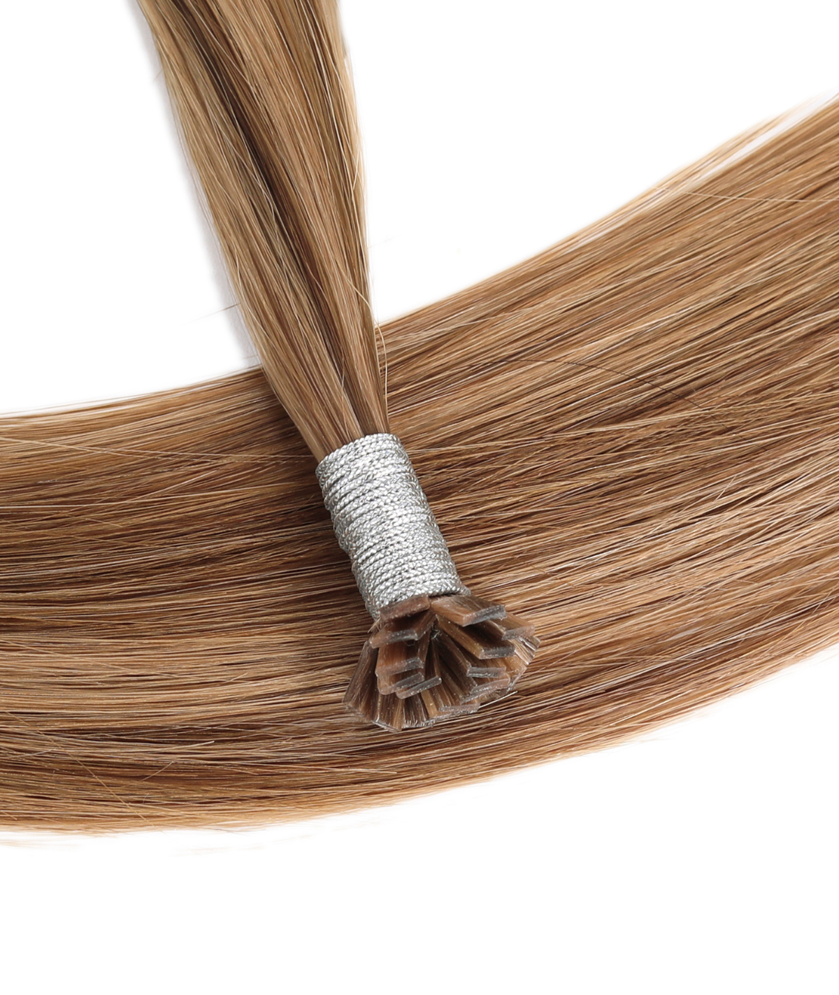 #Chestnut Brown Highlights Flat Tip Keratin Bond Hair Extensions