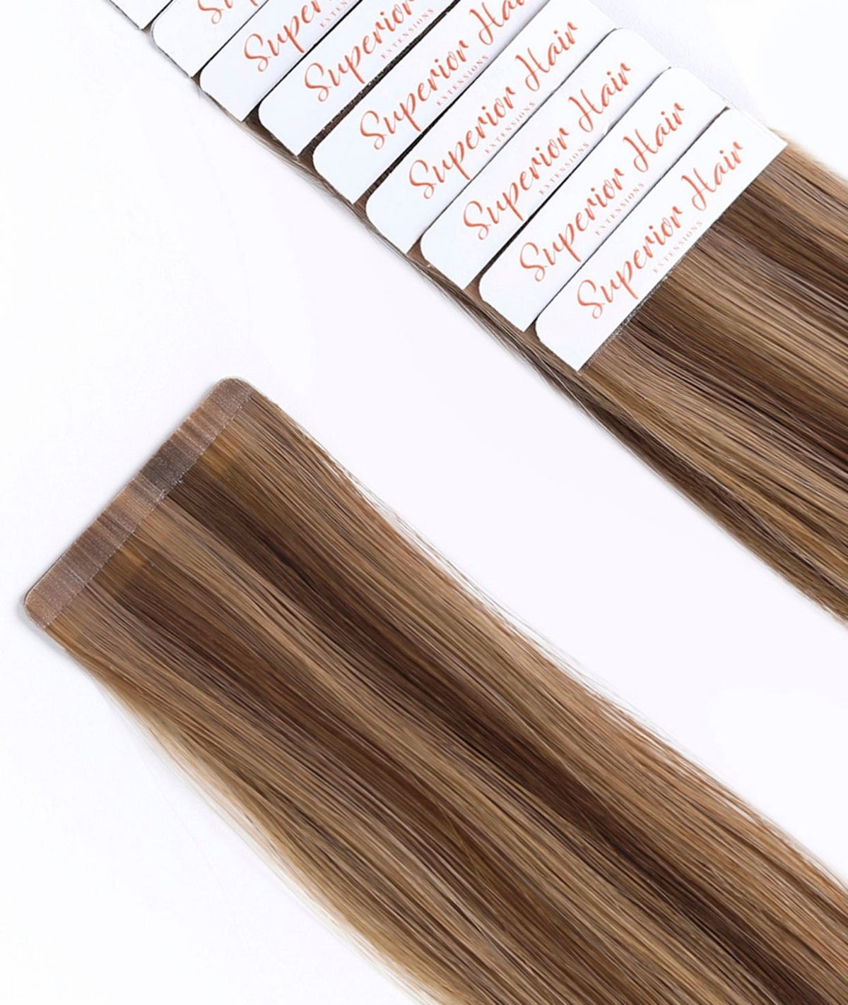 #Chestnut Brown Highlights Ultra Seamless Tape In Extensions — Value Grade
