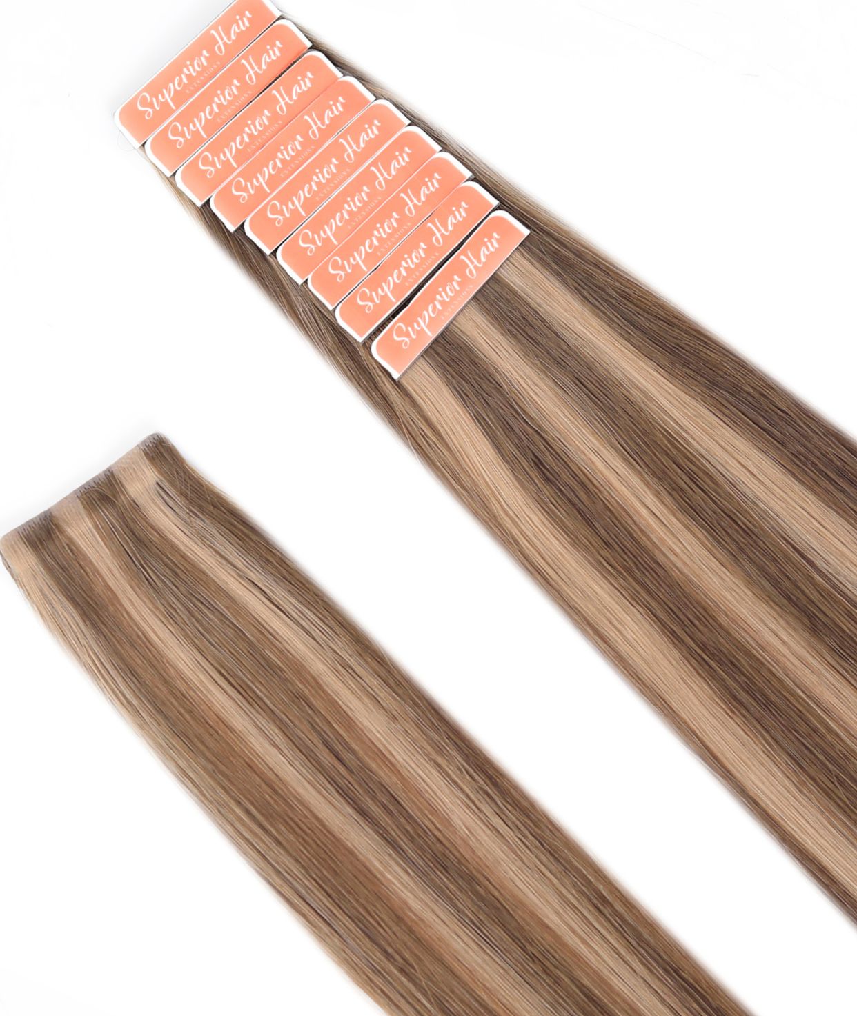 #Chestnut Brown Highlights Invisi Tape Hair Extensions