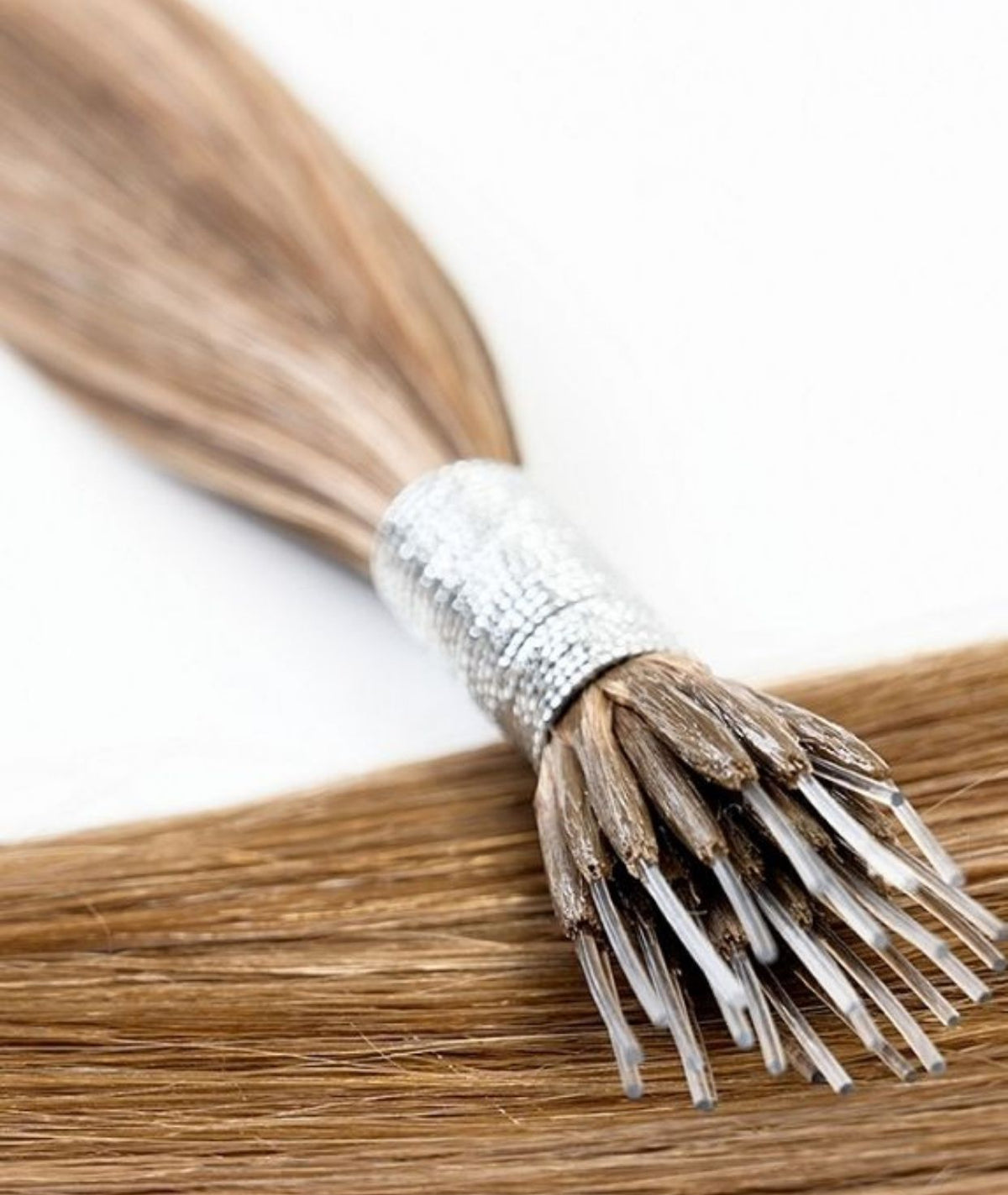 #Chestnut Brown Highlights Nano Tip Hair Extensions — Value Grade