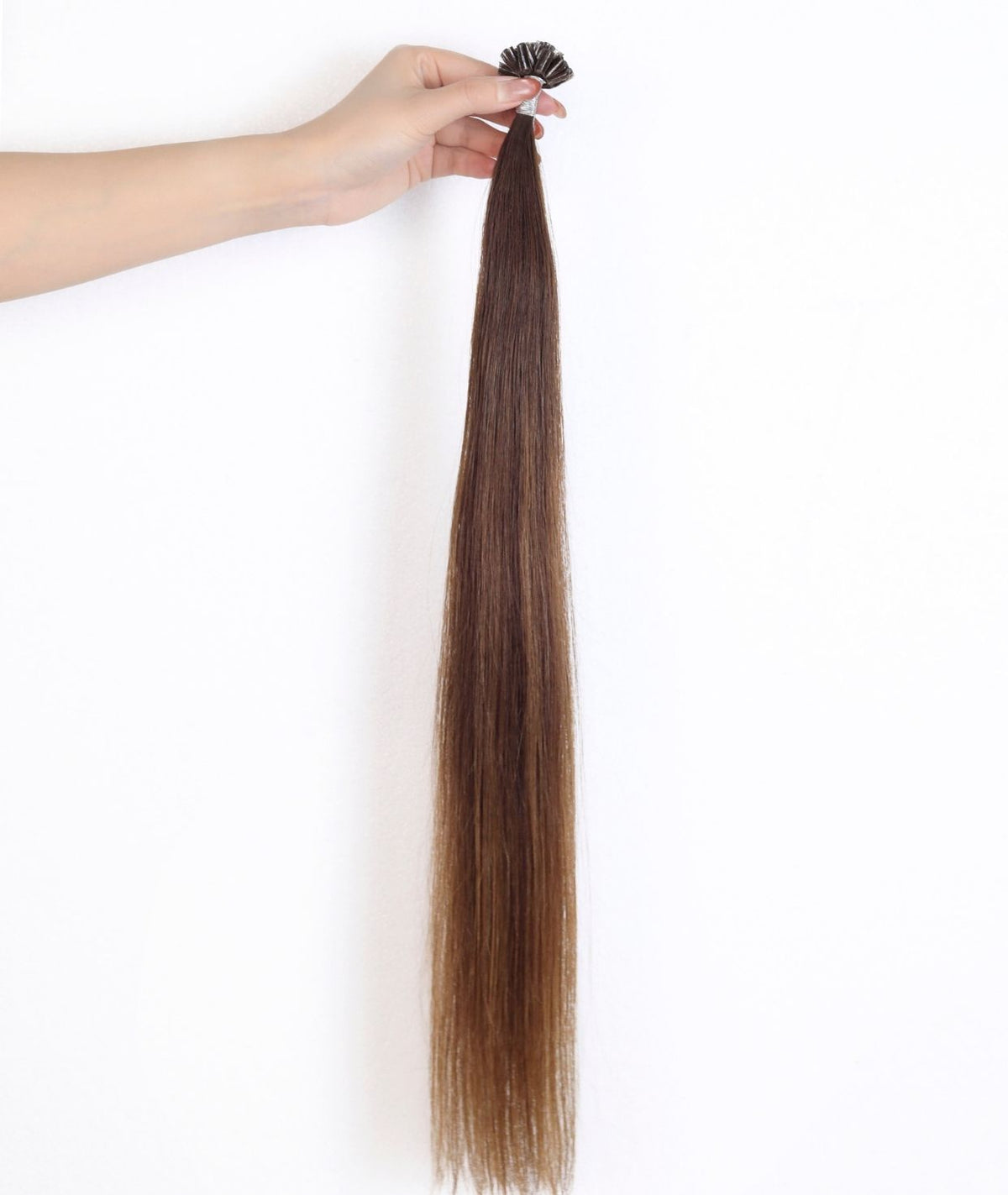 #Chocolate Brown Balayage Pre Bonded U Tip Extensions — Value Grade