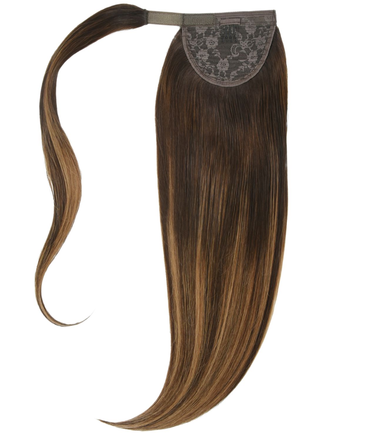 #Dark Ash Brown Balayage Ponytail Extensions