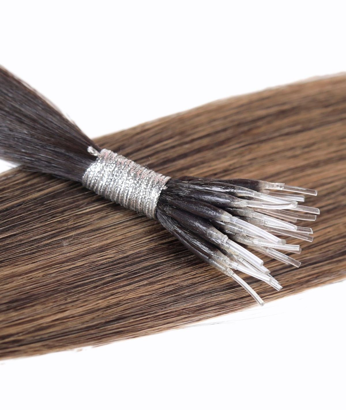 #Dark Brown Balayage Nano Tip Hair Extensions — Value Grade