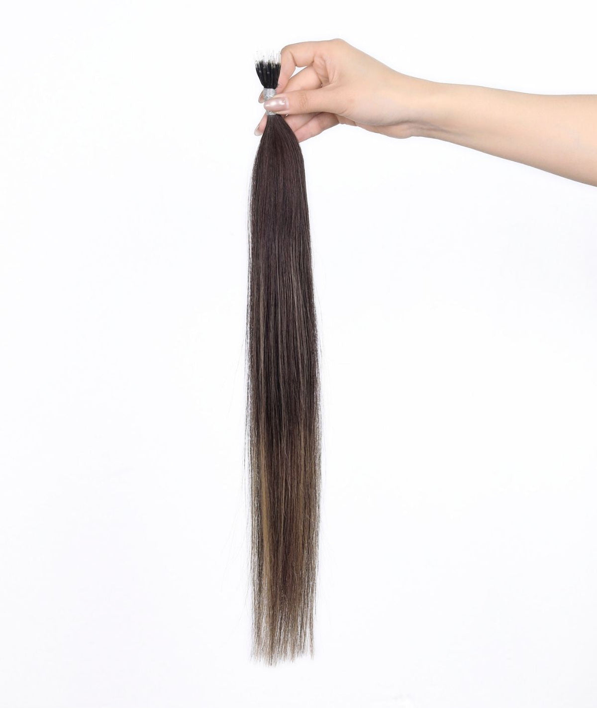 #Dark Brown Balayage Nano Tip Hair Extensions — Value Grade