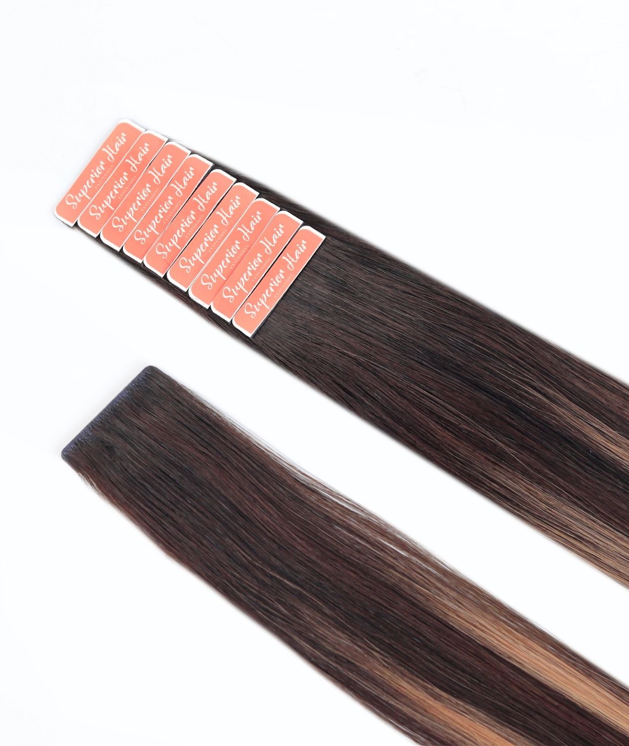 #Dark Ash Brown Balayage  Invisi Tape Hair Extensions