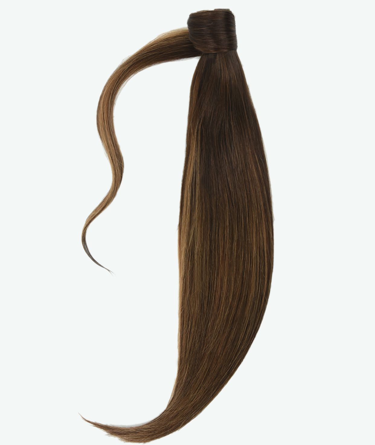 #Dark Ash Brown Balayage Ponytail Extensions