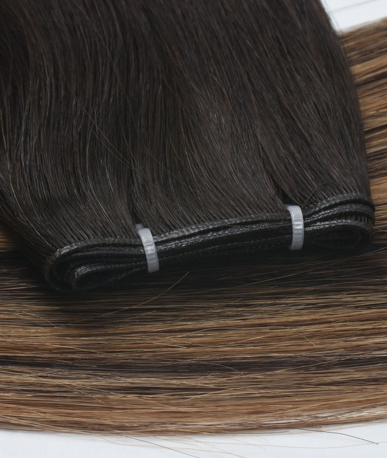 #Dark Ash Brown Balayage Genius Hair Weft Extensions