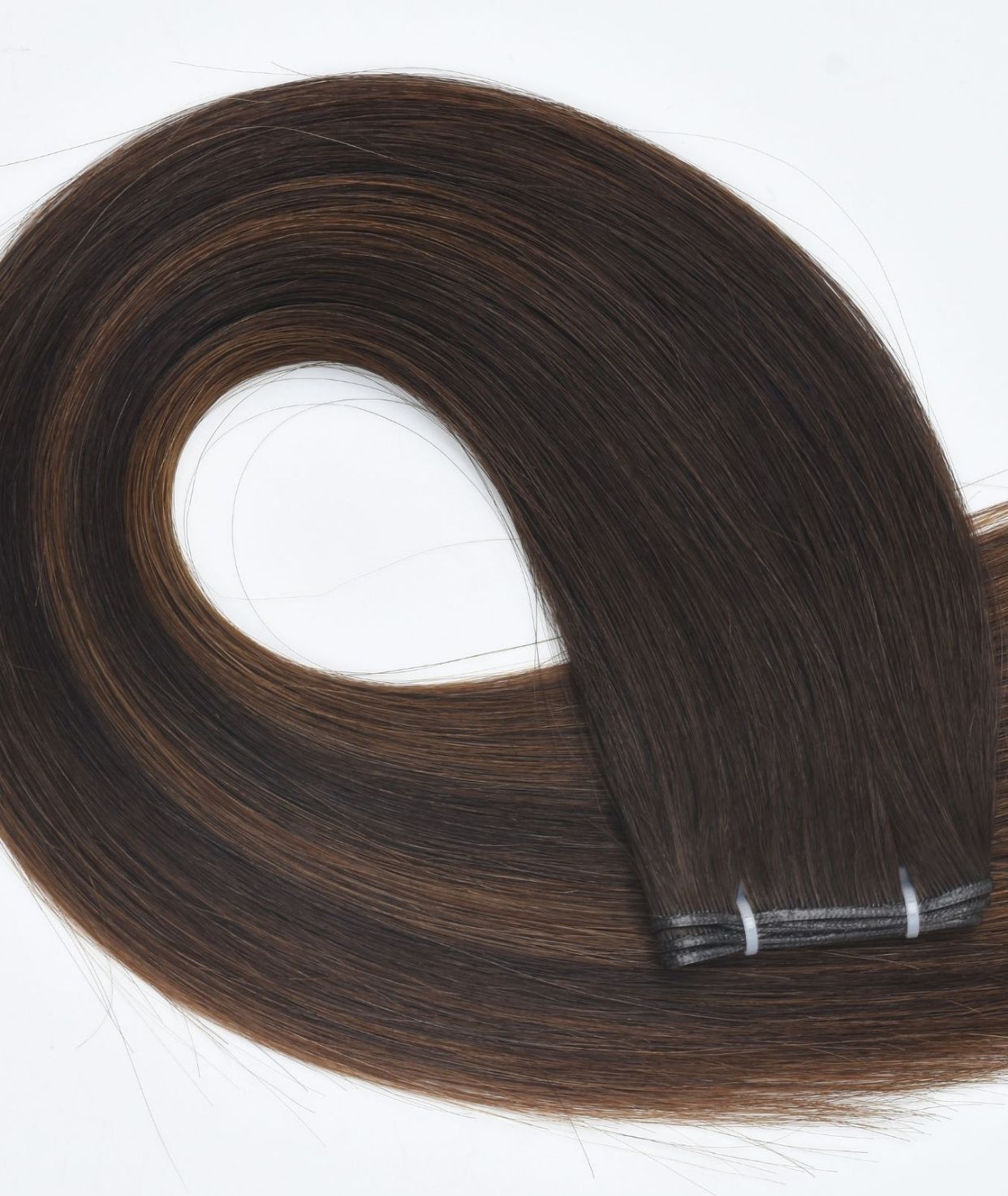 #Dark Brown Balayage Genius Hair Weft Extensions