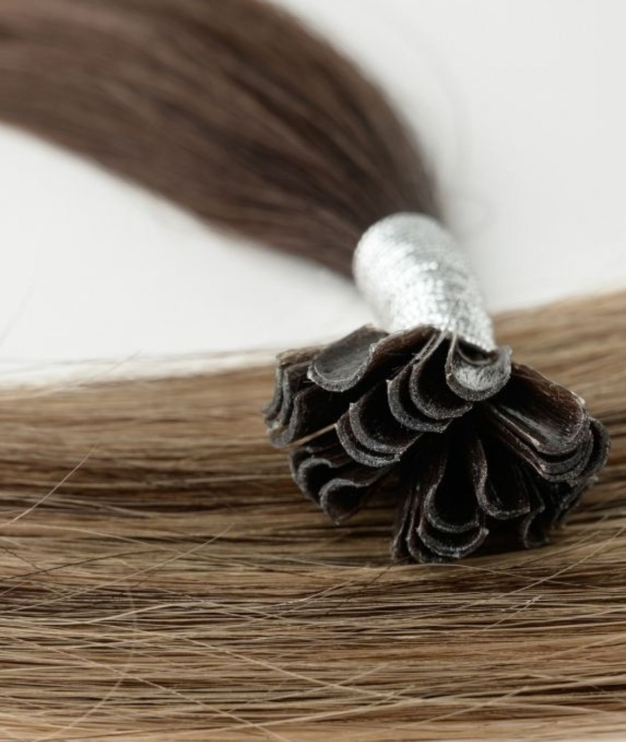 #Dark Ash Brown Balayage Pre Bonded U Tip Extensions — Value Grade