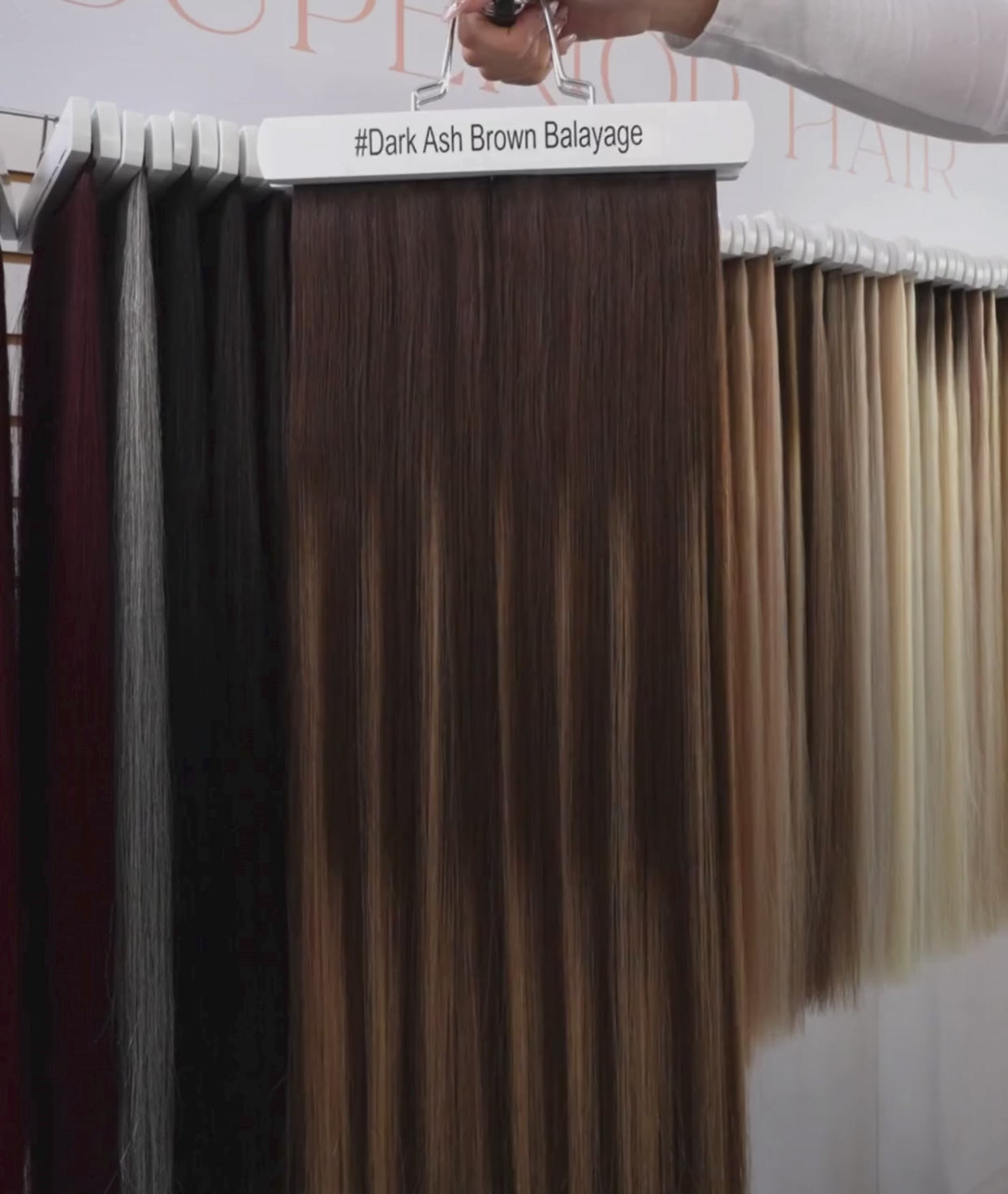 Load video: #Dark Ash Brown Balayage Ultra Seamless Tape In Extensions