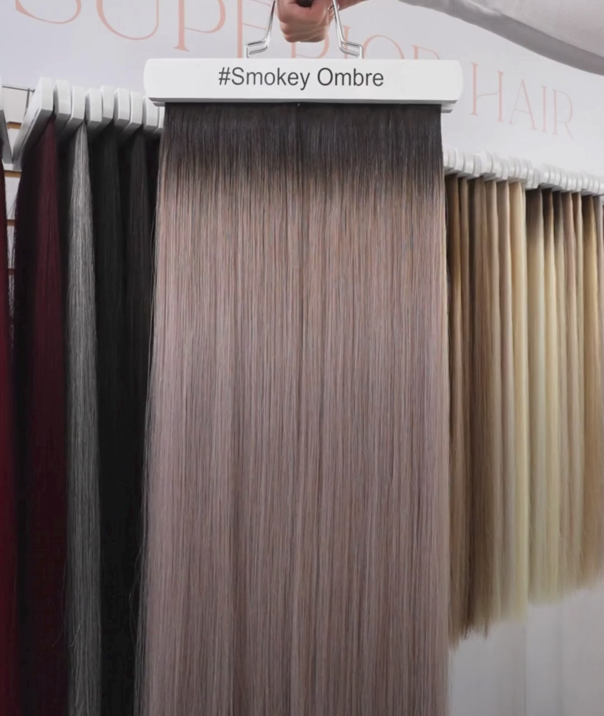 Load video: #Smokey Ombre Ultra Seamless Tape In Hair Extensions