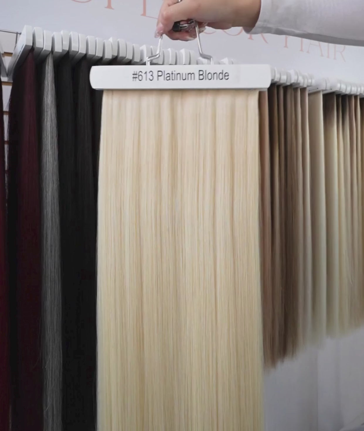 Load video: #613 Platinum Blonde Superior Butterfly Weft™ Extensions