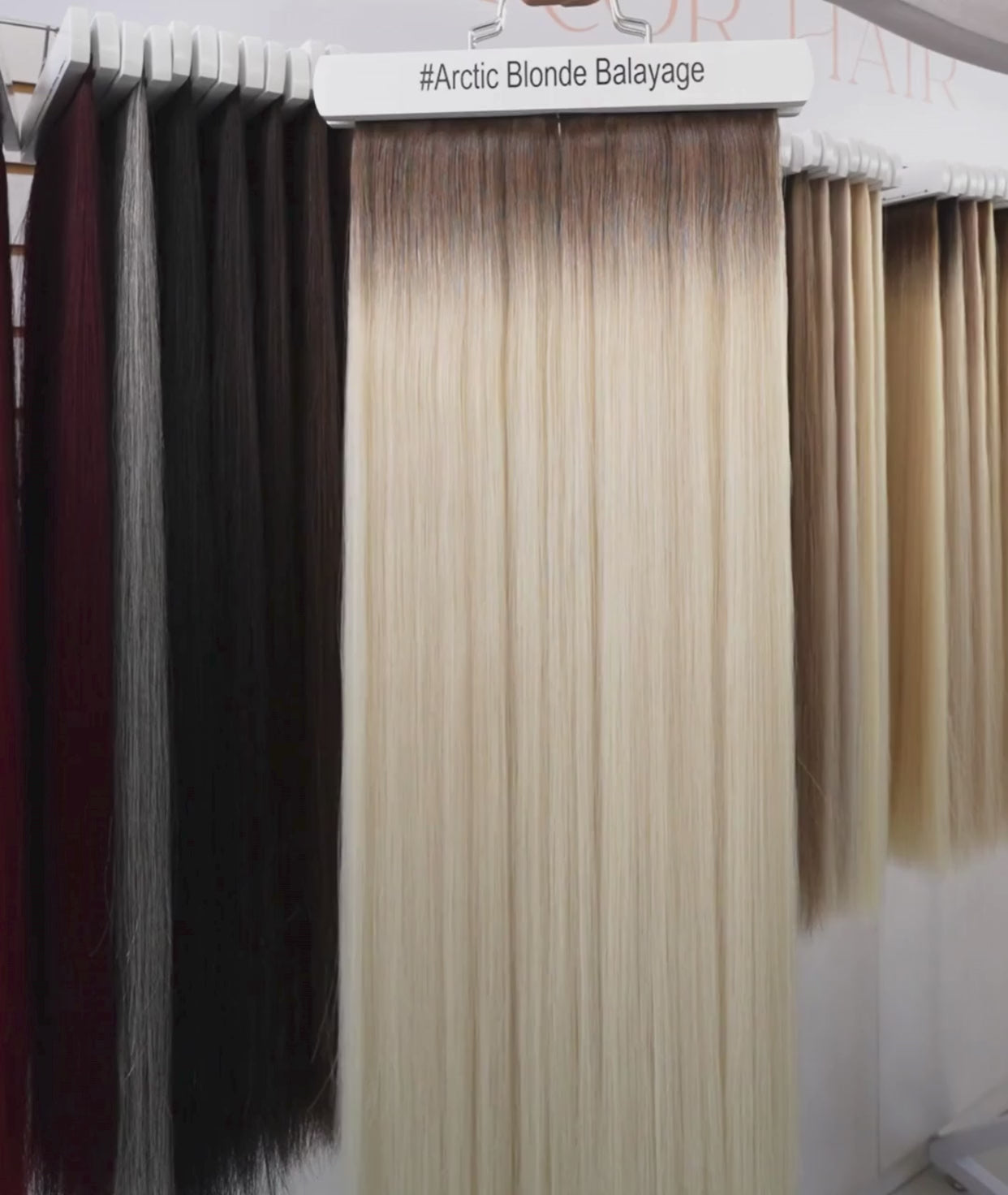 Load video: #Arctic Blonde Balayage Ultra Seamless Tape In Hair Extensions