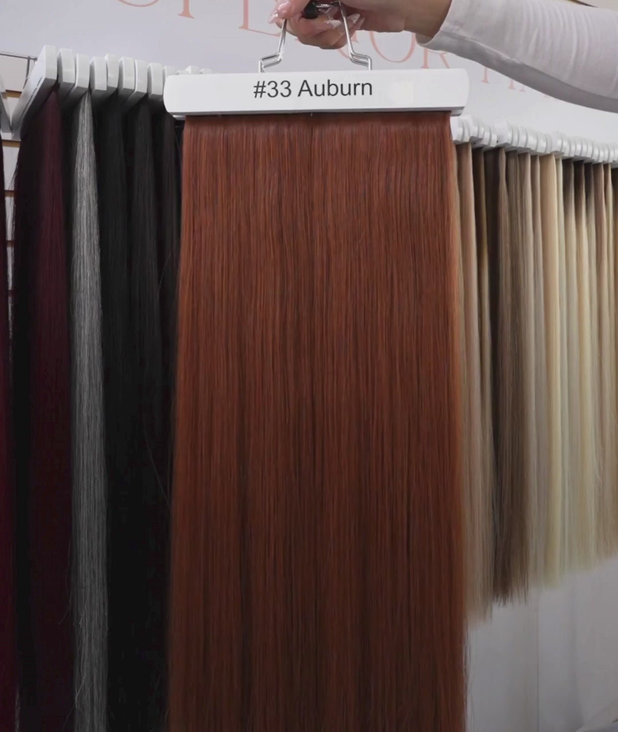 Load video: #33 Auburn Ponytail Extensions