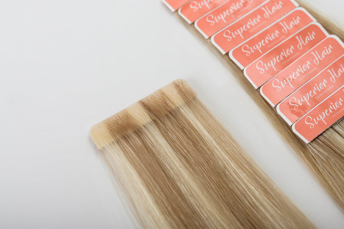 #18/613 Ash Blonde Highlights Invisi Tape Hair Extensions