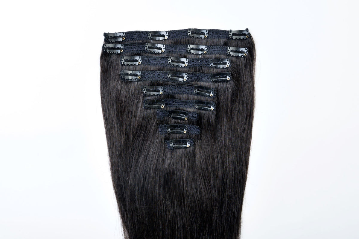 Grey Ombre 20 straight remy human hair weft Black to Grey DIY Clip in weave