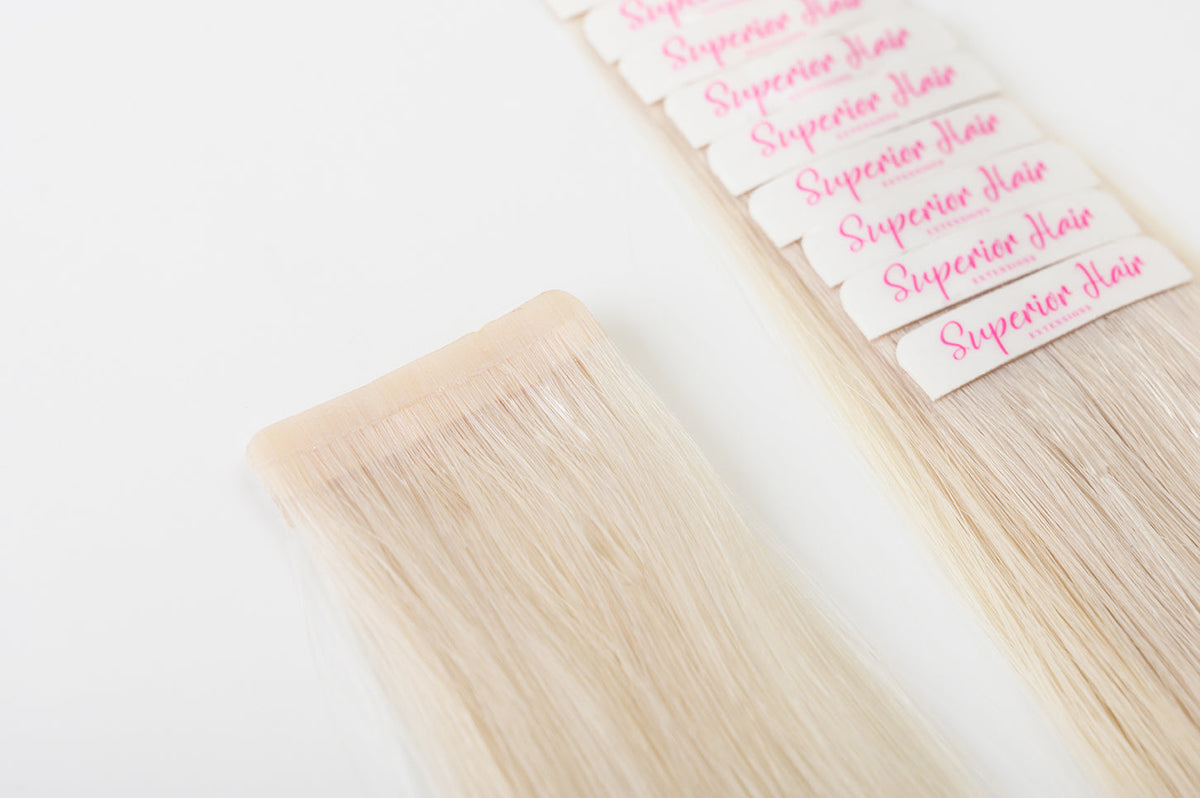 #60 Whitest Ash Blonde Ultra Seamless Tape In Extensions