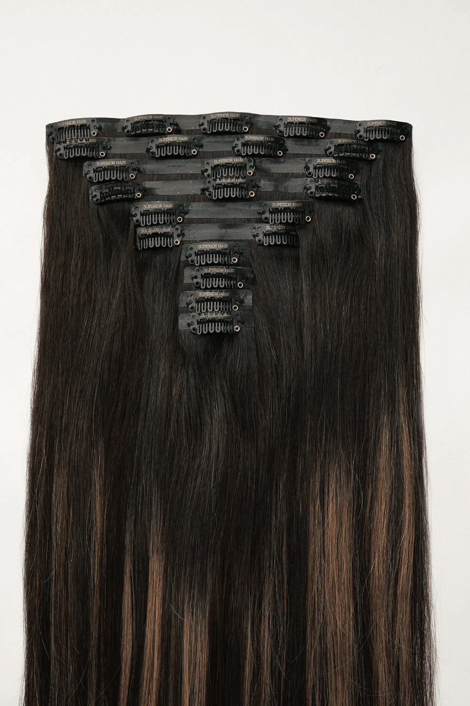 #Dark Ash Brown Balayage Seamless Clip In Hair Extensions