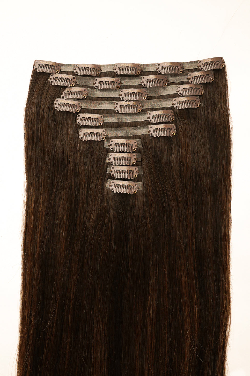 #Dark Brown Balayage Seamless Clip In Hair Extensions