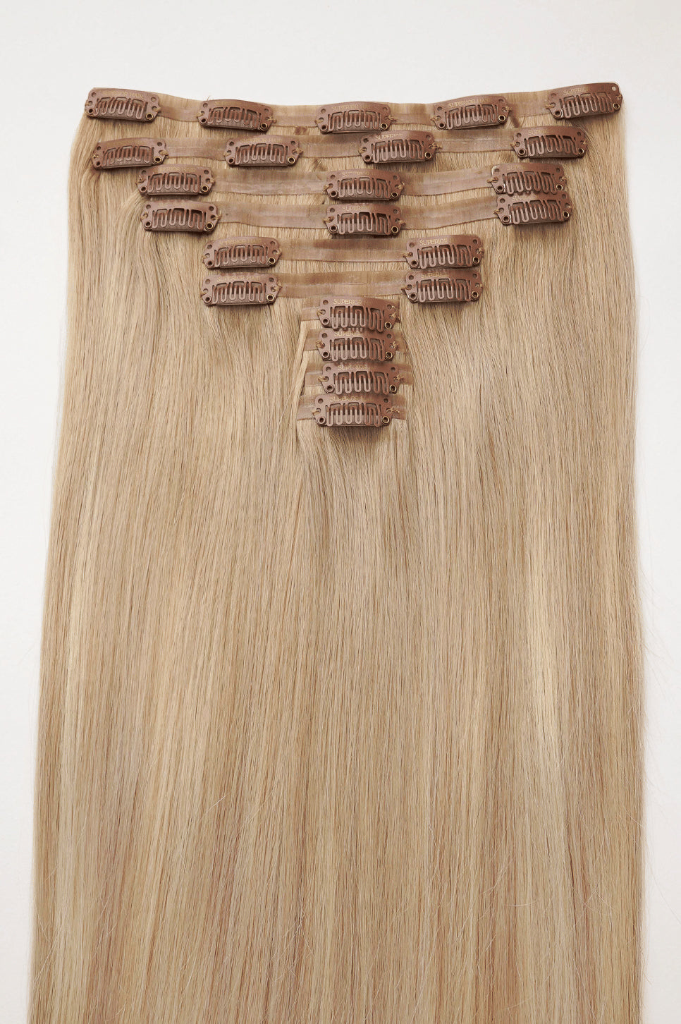 #Sandy Blonde Balayage Seamless Clip In Hair Extensions